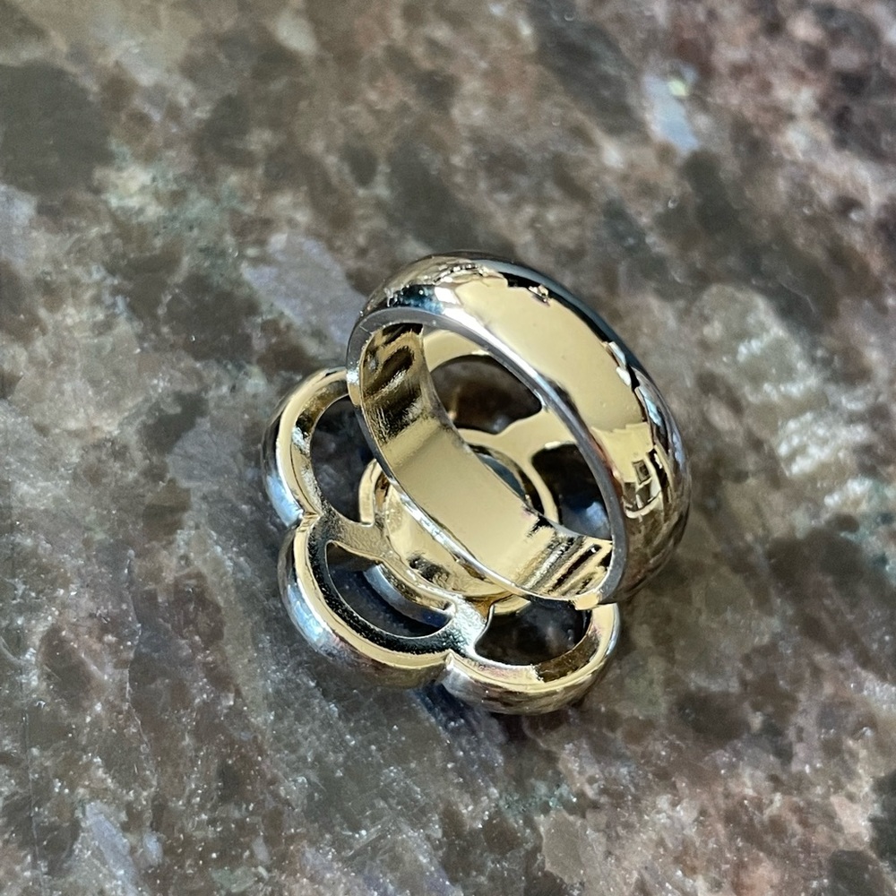 Chanel camellia camelia crystal ring hologram logo center - Picture 6 of 15